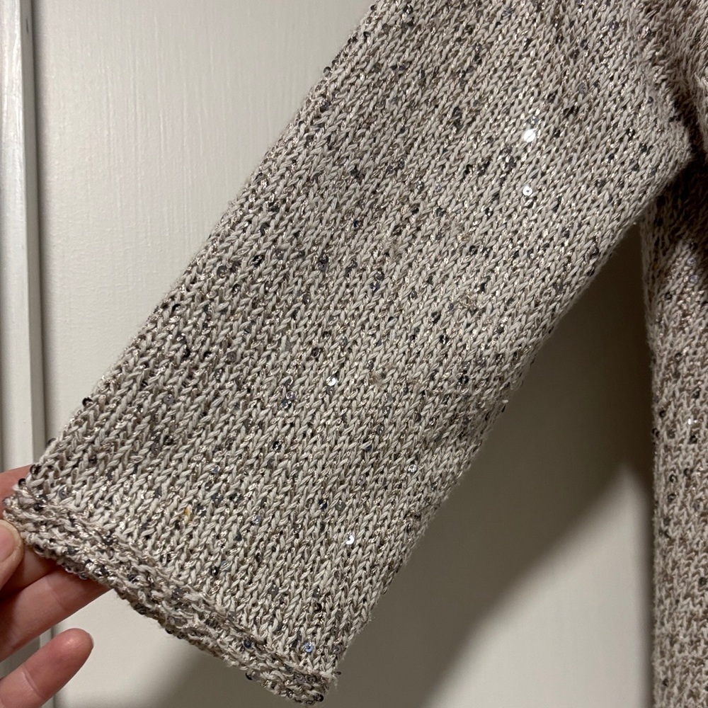 NIC+ZOE Beige Sequined Cardigan - Picture 2 of 5